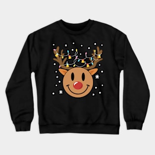 Christmas Reindeer Smile Face Crewneck Sweatshirt